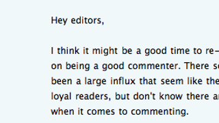 Dear Commenters, We Need to Talk...